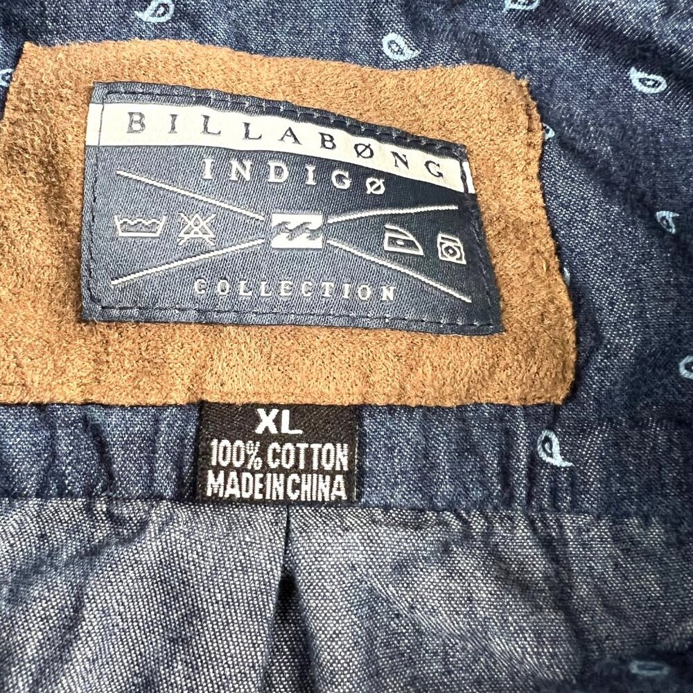 Billabong Indigo Collection XL Mens Button-Up Paisley Shirt Cotton Long Sleeve - Picture 3 of 13